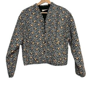 Universal Thread Jacket Womens Size M Quilted Floral Full Zip Pockets